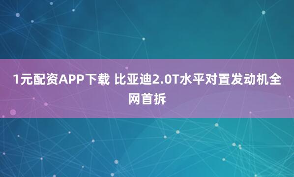 1元配资APP下载 比亚迪2.0T水平对置发动机全网首拆
